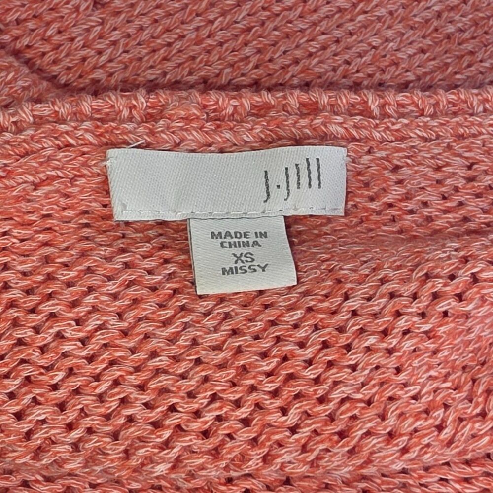 J. Jill Long Sleeve Coral Round Neck Cotton Knit Sweater Size XS Missy - Picture 7 of 7